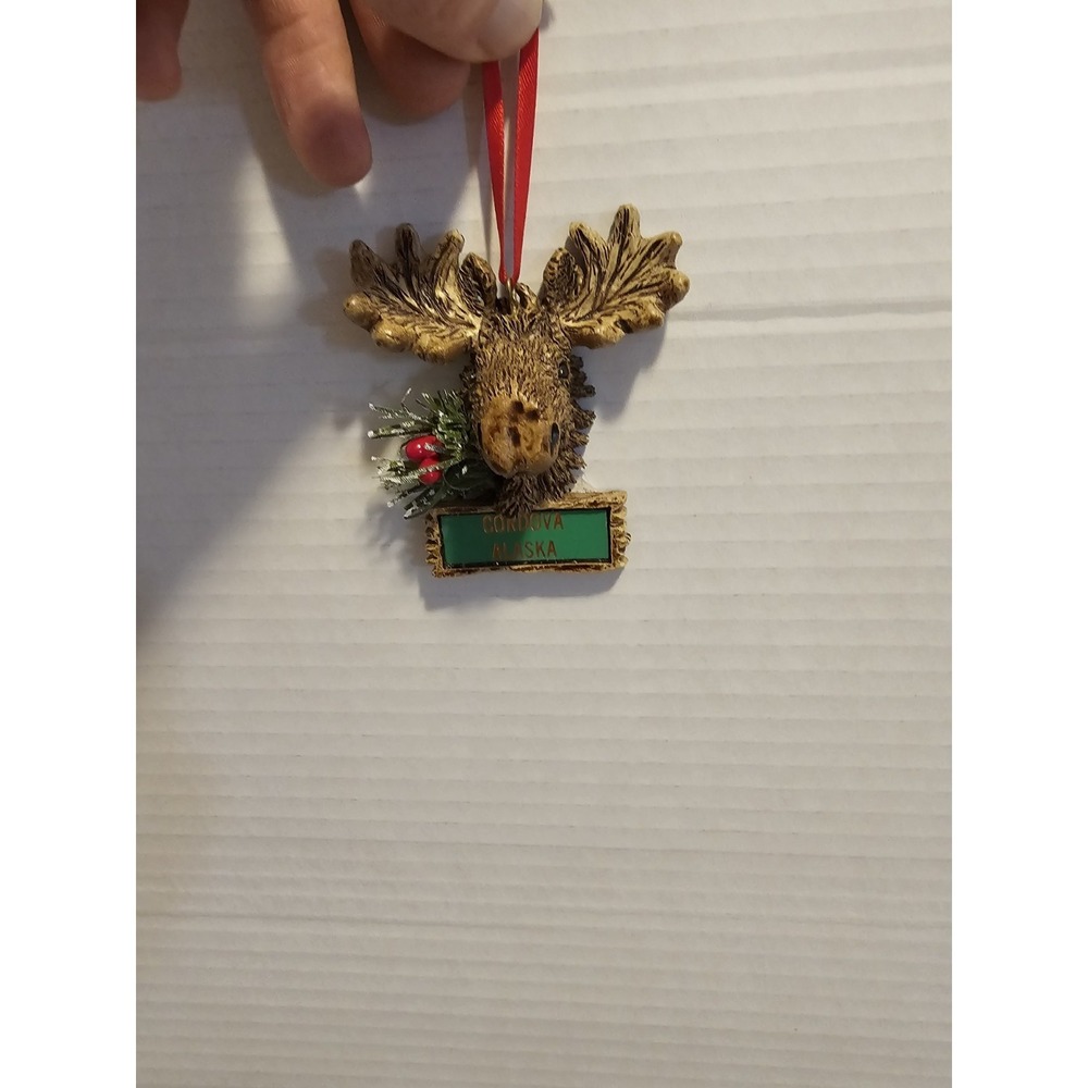 Hand Crafter Moose Cordova Alaska Christmas Ordinmant 0-18